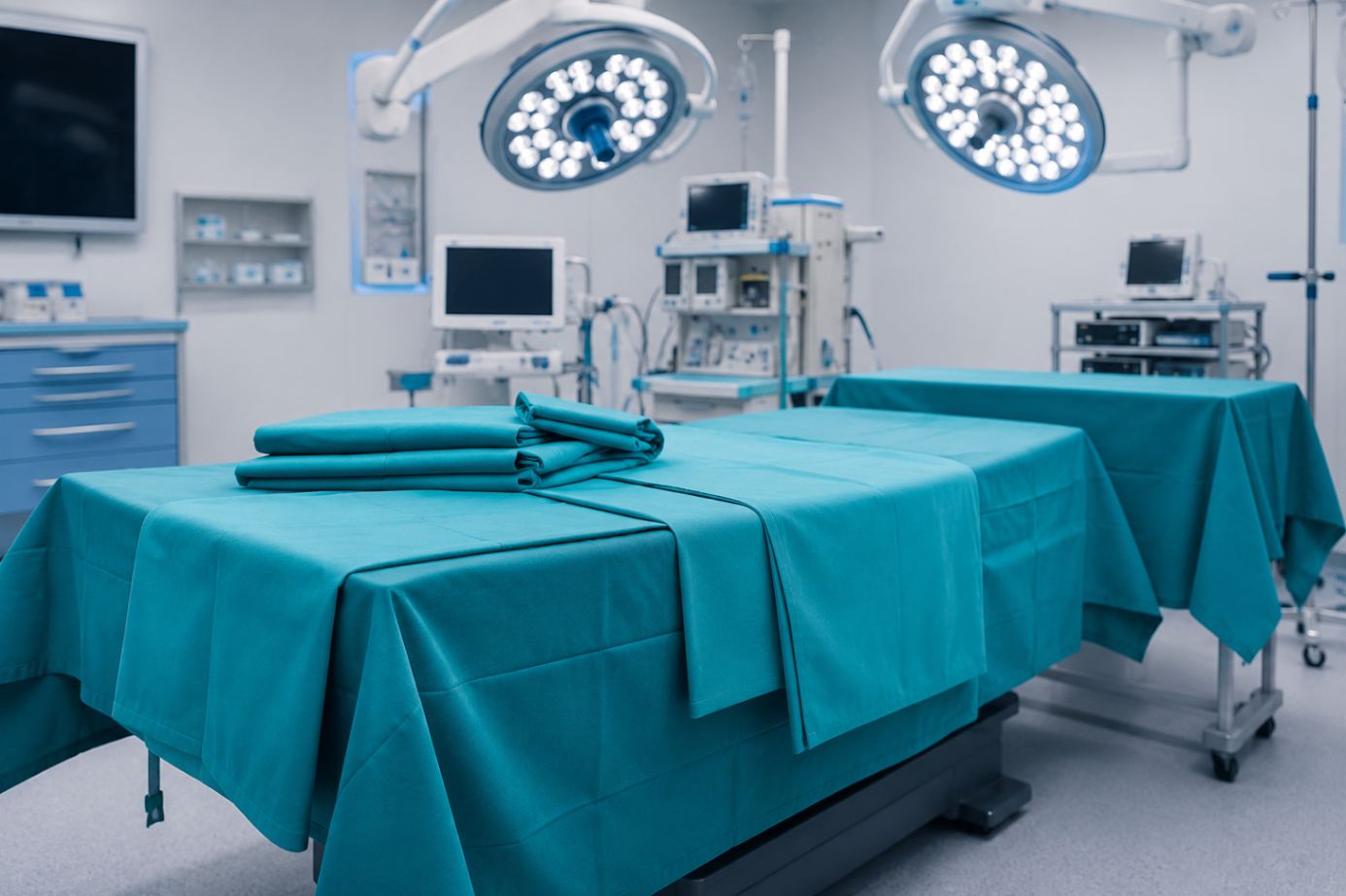 MEDIWEAVE surgical textile lineup with drapes, gowns and hospital fabric products